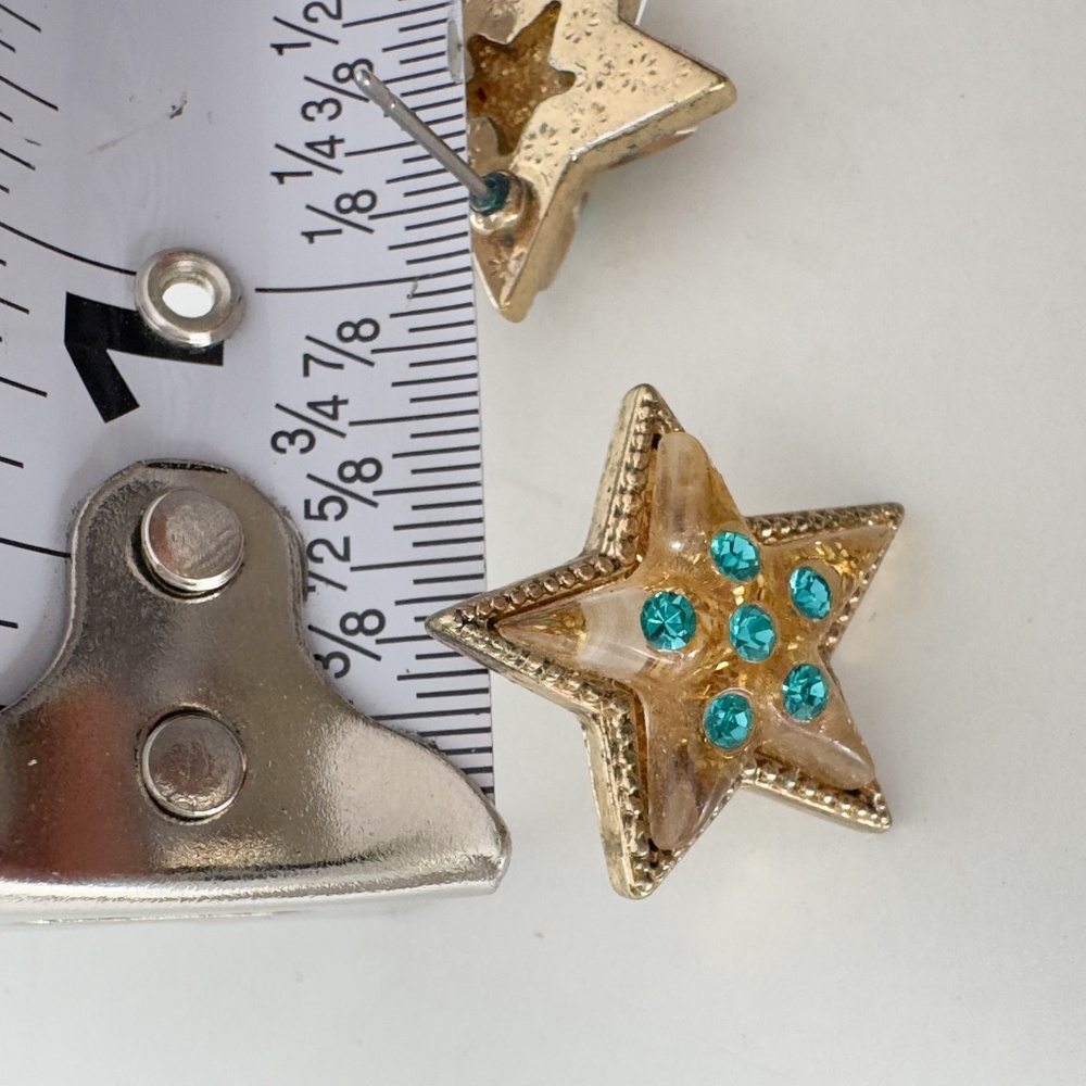 Betsey Johnson Star Earrings With Teal Crystals by Heavens To Betsey Collection - Picture 6 of 8